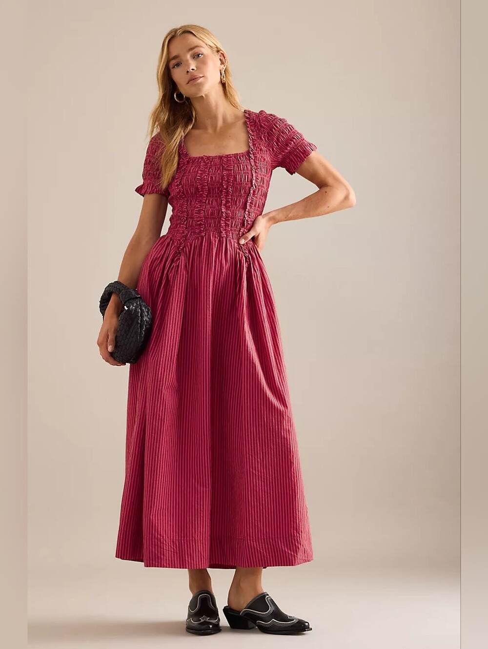 Damson Madder Raphaela Ruffle Midi Dress EU Size 12/ US Size 8